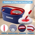 thumbnail image 3 of SUGARDAY Spin Mop and Bucket System with Wringer Set for Floors with 3 Microfiber Mop Heads, Blue, 3 of 7
