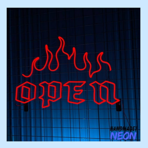 Handmadetneonsign Open Fire Neon Sign, Open Led Sign, Open Store Wall Art, Store Shop Wall Decor 79874