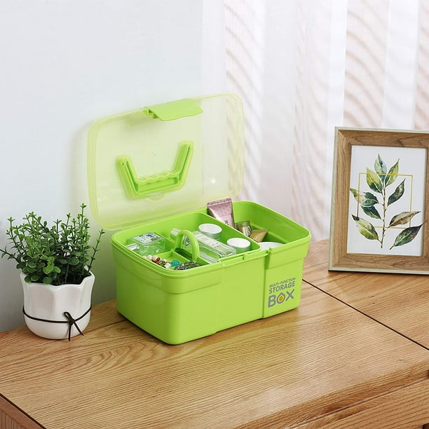 11'' Plastic Storage Box with Removable Tray, Multipurpose