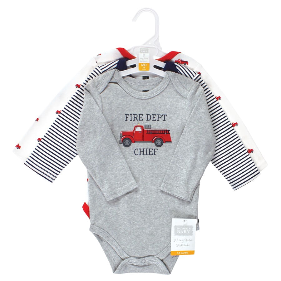 Hudson Baby Cotton Long-Sleeve Bodysuits, 3- Pack, Newborn- 24 Months