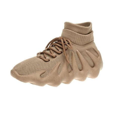 

Knitted Mesh Sneakers Breathable Mesh Lace-Up Running Shoes Casual & Stylish Socks Shoes Women‘s Footwear