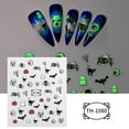 thumbnail image 6 of Momihoom Halloween Nails Art Stickers Pumpkin Nail Art Luminous Stickers Decals Cute Ghost with Skull and Cat Design Mixed Pattern 3D Self Adhesive Decals Nail Art Decoration Charms, 6 of 6