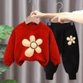 thumbnail image 2 of Gubotare Winter Clothing Set for Girls Toddler Girl Top and Pants Set Girls Fall Winter Outfits 4T 5T (Red,4-5 Years), 2 of 5