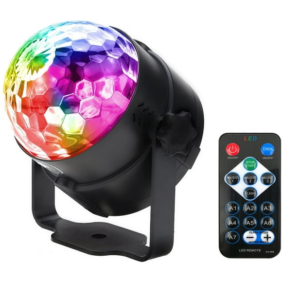 Party lights Disco Ball LED Strobe Lights Sound Activated, RBG Disco lights,dj lights,Portable 7 Modes Stage Light for Wedding Show Club Pub with Remote (1 pack)