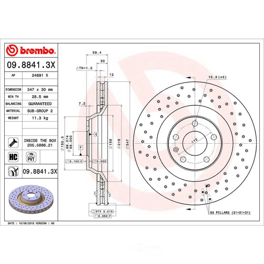 Brembo 09.8841.3X XTRA Disc Brake Rotor