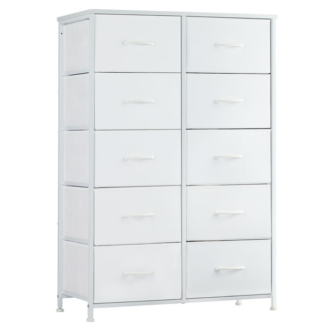 EDX Commode à 10 Tiroirs pour Chambre, Tour d'Organisation de Rangement en Tissu, Armoire, Blanc
