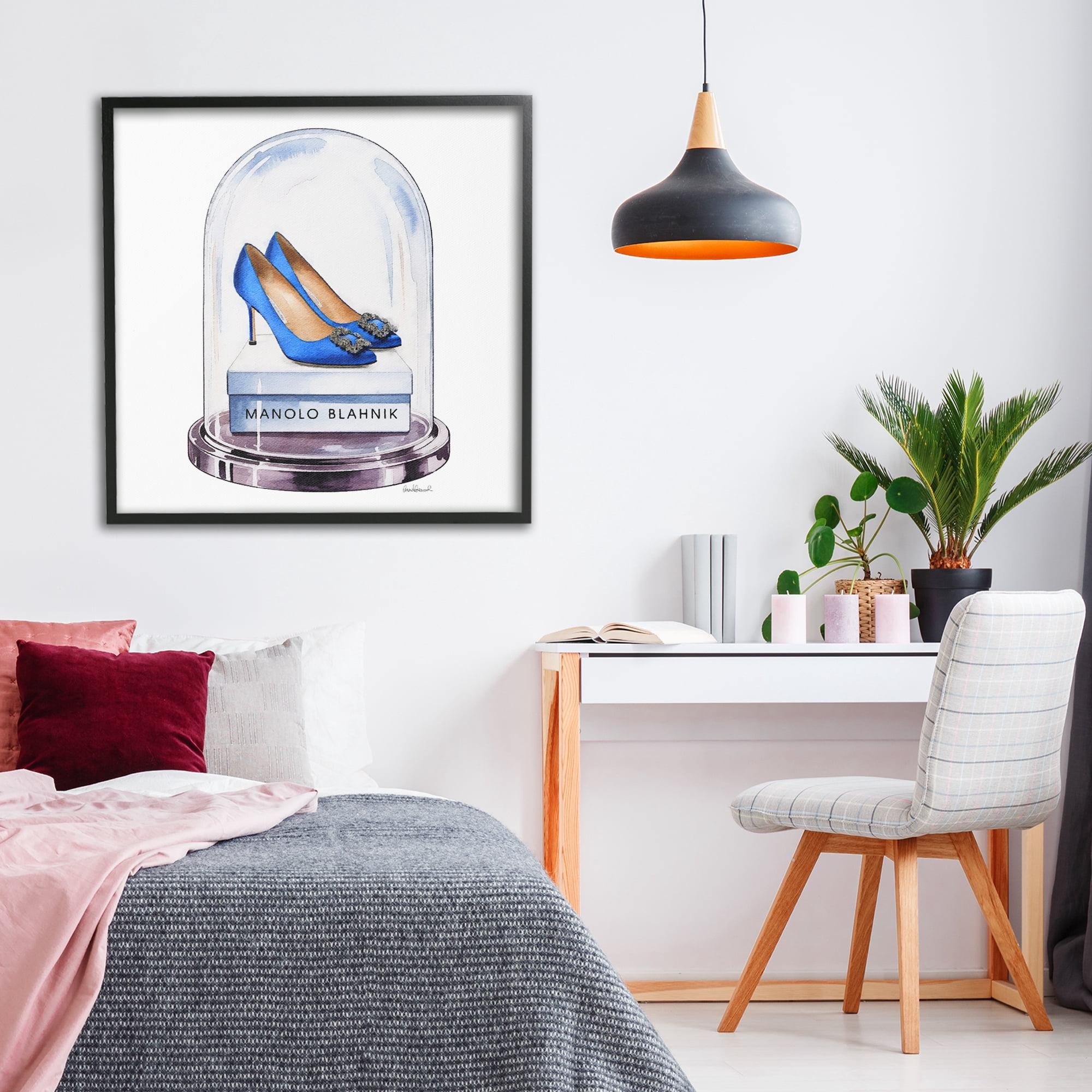 Stupell Industries Blue Heels in Bell Jar Black Framed Giclee Art, design by Amanda Greenwood