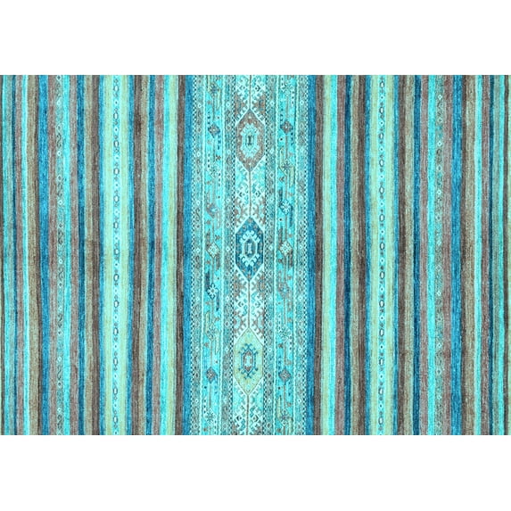Ahgly Company Indoor Rectangle Abstract Light Blue Modern Area Rugs, 6' x 9'