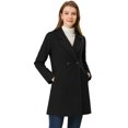 thumbnail image 2 of INSPIRE CHIC Women's Double Breasted Lapel Raglan Long Sleeve Mid Length Overcoat, 2 of 4