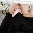 thumbnail image 3 of Softlife Extra Soft Faux Fur Throw Blanket with Sherpa Warm Underside, 50"x60" , Black, 3 of 7