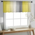 thumbnail image 2 of Yellow Gray Ombre Valance Curtains for Kitchen/Living Room/Bathroom/Bedroom Window, Rod Pocket Small Topper Half Short Window Curtains Voile Sheer Scarf, Vintage Country Wooden 42"x18", 2 of 8