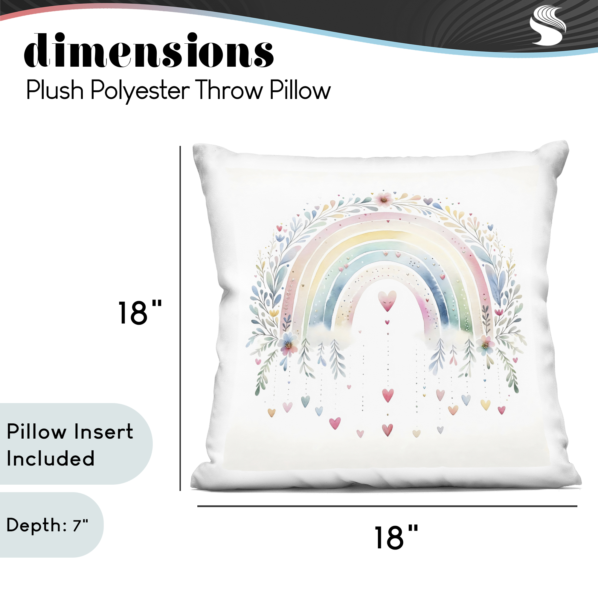 Stupell Industries Rainbow with Hanging Hearts Decorative Printed Throw Pillow, design by Creative Studio