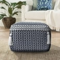 thumbnail image 2 of LR Home Small Tassels Geometric Indoor Square Pouf, Navy/Ivory, 18" x 18" x 14", 2 of 8