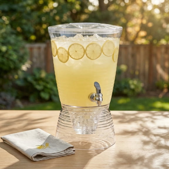 Bark 2.5 Gallon Clear Beverage Dispenser – Large Plastic Water/Juice Dispenser with Spigot for Parties, Home, Kitchen, Easy Clean, 1 Pack
