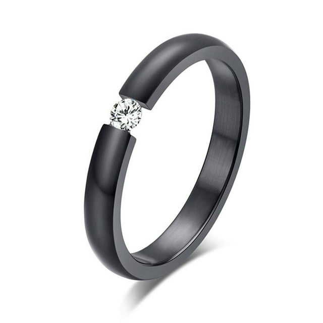 Bague en Acier Inoxydable pour Femmes, Bague de Fiançailles, 3mm
