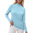 thumbnail image 7 of TRUBKH Long Sleeve Shirts for Women Turtleneck Tops for Women Going Out Tops for Women Cute Cowgirl Outfits Shirts Round Neck Long Sleeve Fall Tops Blouses Clothes Smocked Tops Women Light Blue S, 7 of 7