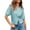 Blue green, variant on Womens Puff Short Sleeve Cardigan Lightweight Summer Button Down Shirts Knit Crew Neck Sweater Tops