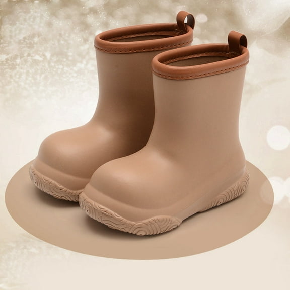 Ulitacool Girls Boots Rain Boots For School And Outdoor Activities Durable Shoes For Kids Rain Shoes Comfy Basic Shoes 3-3.5 Years Brown