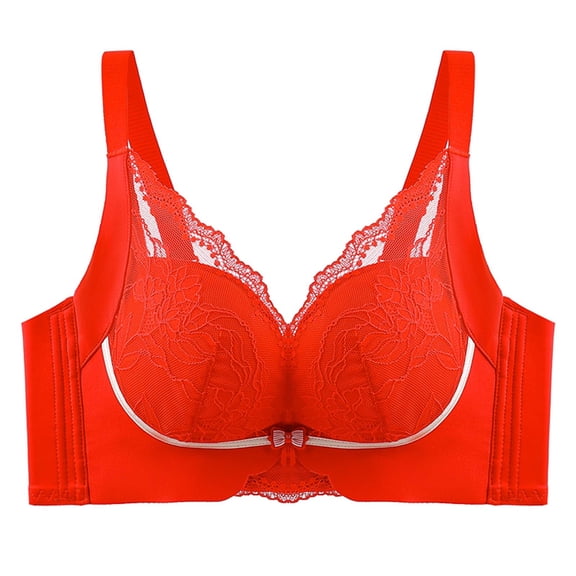Plus Size Sports Bras for Women Convertible Bra Feature V-Neck Sport Bra Style W-88 Red M