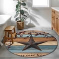 thumbnail image 4 of Blue Brown Texas Star 3ft Round Rug, Retro Country Star Farmhouse Wooden Non-Skid Rubber Backing Large Area Rugs - Living Room Bedroom Home Office, Indoor Floor Mat Carpets Washable Rug, 4 of 9