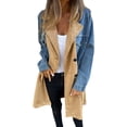 thumbnail image 5 of BAETEUY Women Spring Fall Coat - Denim Jacket Overcoat Patchwork Double-breasted Mid Length Coat, 5 of 8