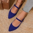 thumbnail image 6 of Hinvhai Pointed Toe Flats Suede Ballet Flat Shoes for Women Comfortable with Adjustable Strap Dressy Casual Flats for Work office Blue 7.5(40), 6 of 9