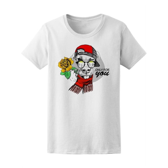 White Dog With Red Cap T-Shirt Women -Image by Shutterstock, Female Medium