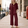 thumbnail image 6 of Mercatoo Cotton Linen Sets for Girls 2 Piece Button Blouse 𝐃ressy Tops and Wide Leg Pants Summer Shirts Teens Casual Beach Clothes, 6 of 9
