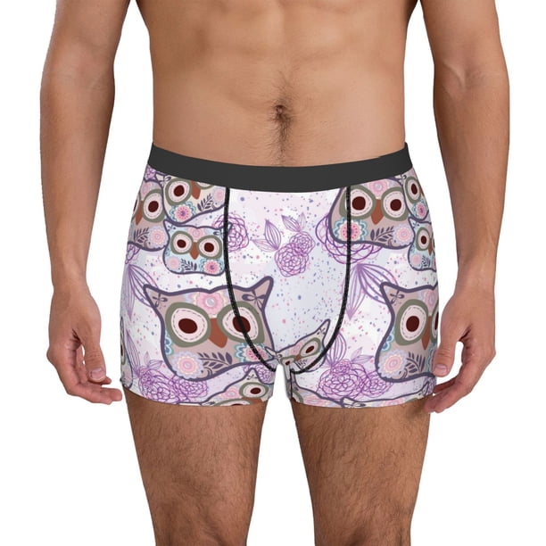 Fotbe Owl And Floral Calzoncillos Tipo Boxer con Bolsa de Soporte Total para Hombre, X-Temp Fresco, Transpirable y de Secado Rápido-Large