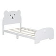 thumbnail image 5 of Churanty Cute Twin Size Kids Bed Frame, Wood Platform Bed with Bear-Shaped Headboard and Footboard for Teen Boys Girls,White, 5 of 9