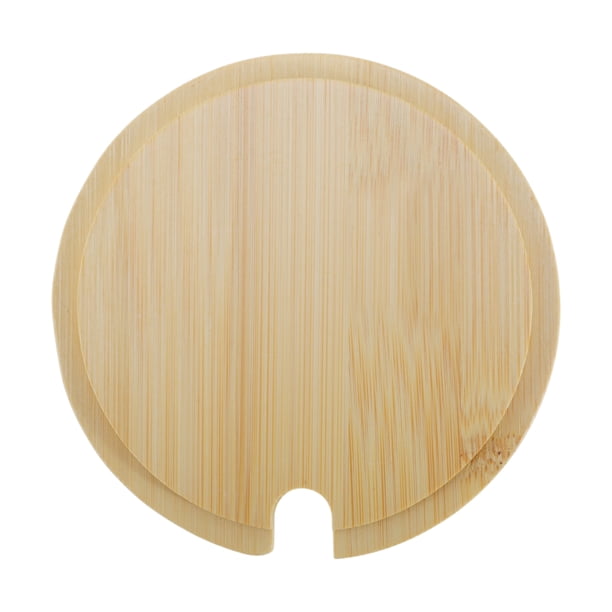 Unique Bargains 1 Pc Portable with Spoon Hole Cup Cover for Office Wood Tone Bamboo Wood
