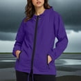 thumbnail image 2 of biudgviw Plus Size Rain Jackets for Women Waterproof Lightweight Zip Up Hooded Raincoats Casual Loose Windbreaker for Outdoor with Pockets, 2 of 5