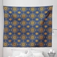 thumbnail image 1 of Spanish Tapestry, Folkloric Represent Snowflakes Winter Nordic Style Continuous Art, Fabric Wall Hanging Decor for Bedroom Living Room Dorm, 5 Sizes, Dark Lavender and Orange, by Ambesonne, 1 of 1