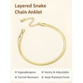 thumbnail image 6 of FindChic Anklets for Women 14K Gold Plated Layered Ankle Bracelets Non-Tarnish Stainless Steel Adjustable Waterproof Flat Snake Foot Chain, Summer Beach Jewelry Gifts for Mothers Day/Graduation, 6 of 8