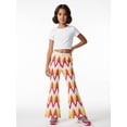 thumbnail image 3 of 7-8Y Girls Colored Flared Pants Digital Print Trousers Slim-Fit Wide Leg Flare for Spring Summer Autumn, 3 of 6