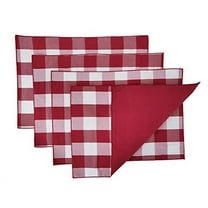 Fennco Styles Buffalo Check Double Layers Reversible Placemats 14" W x 20" L, Set of 4 - Handmade in USA