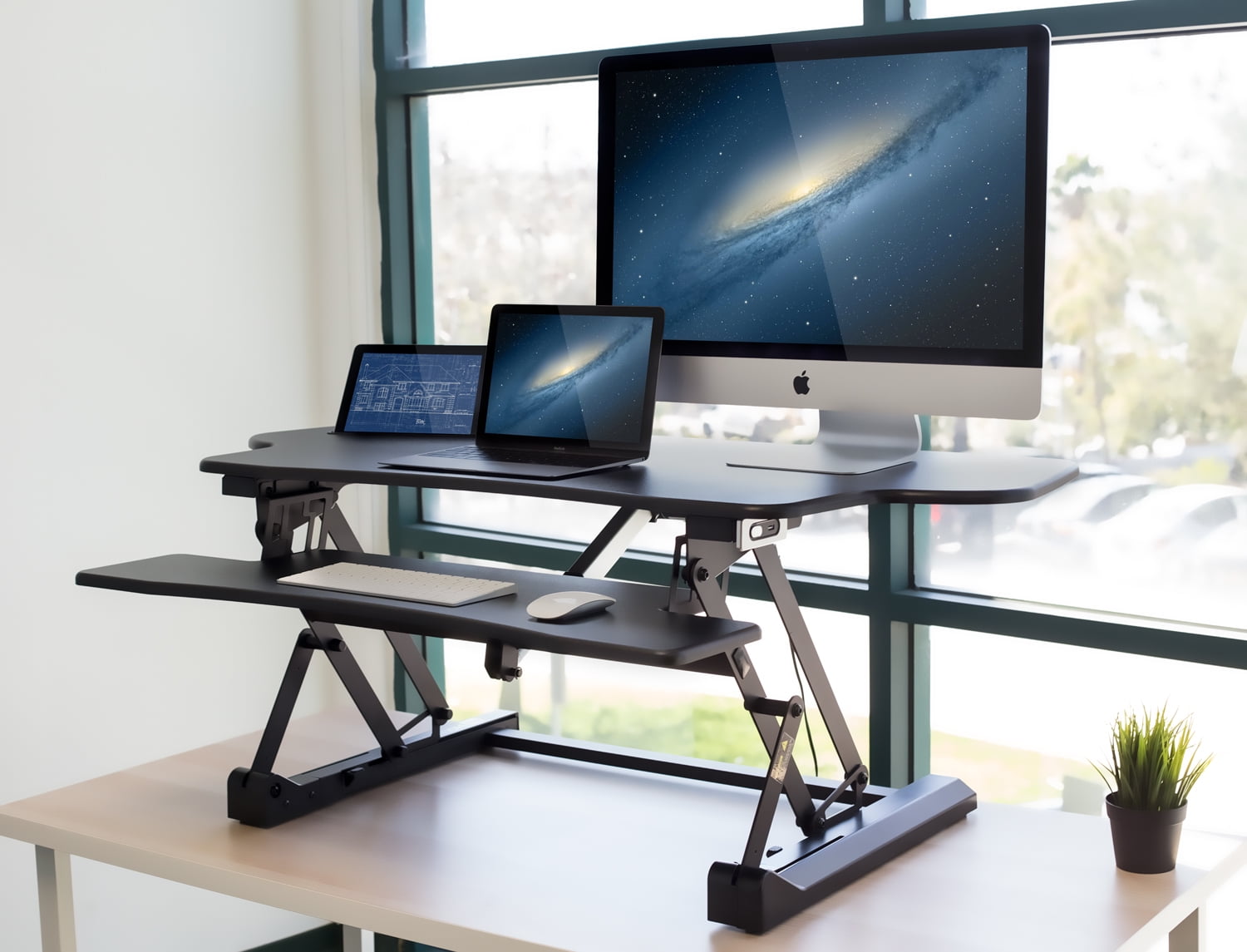 MountIt! Electric Standing Desk Converter 48 Inch Extra Wide