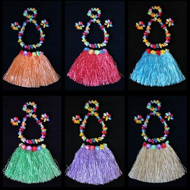 1 disfraz de espectáculo de hula, falda hawaiana de hula, longitud de 40 cm, falda de hula para niños y adultos