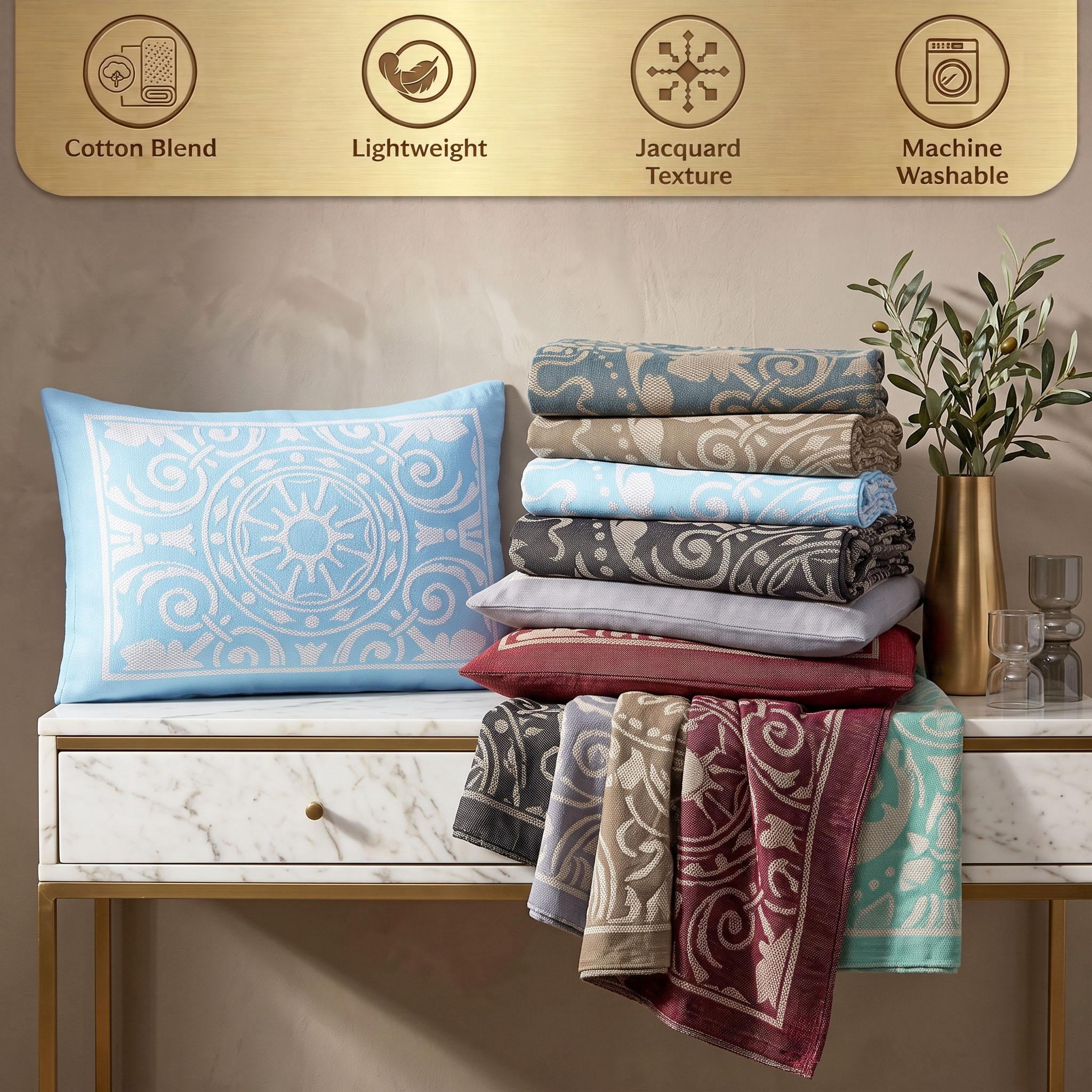Superior Cotton Blend Woven Jacquard Vintage Medallion Bedspread Set 3-Pieces, King, Cerulean Blue
