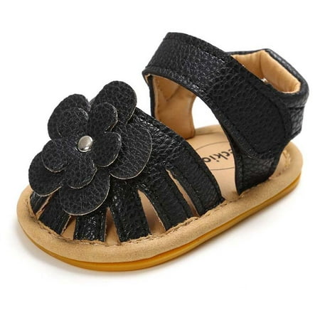 

Baby Girls Cute Flower Decorative Sandals Casual Breathable Soft Sole Hook And Loop Fastener Comfortable Shoes For Walking