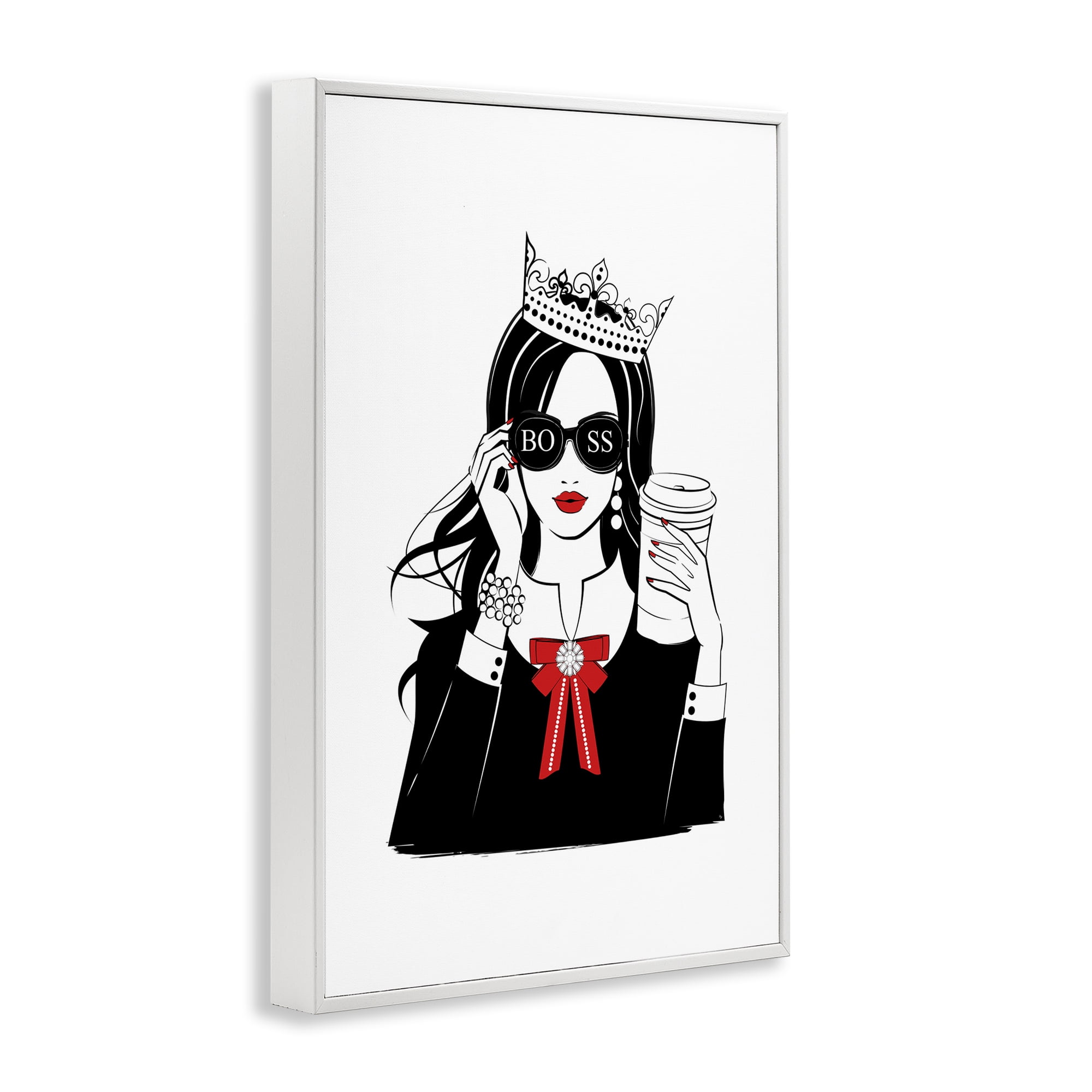 Stupell Industries Jeweled Girl Boss Novelty Painting White Framed Art Print Wall Art, 16 x 24