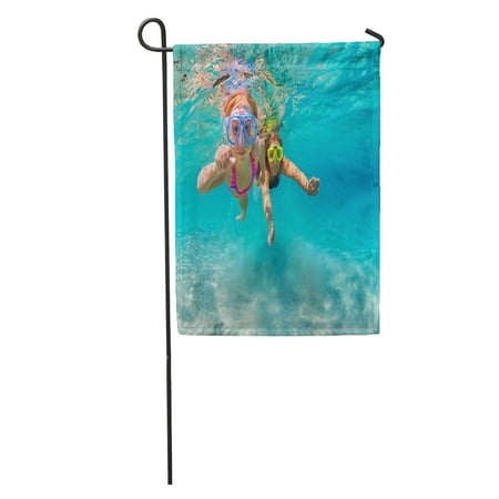 SIDONKU Happy Family Mother Baby Girl Dive Underwater Fun in Sea Garden Flag Decorative Flag House Banner 28x40 inch