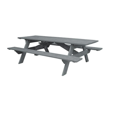 HomeRoots Gray Solid Wood Outdoor Picnic Table