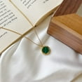 thumbnail image 5 of PAENENPH 14K Yellow Gold Natural Green Gemstone Necklace for Women,Round Green Gemstone Pendant Necklace,18 Inch,Gift for Her, 5 of 7