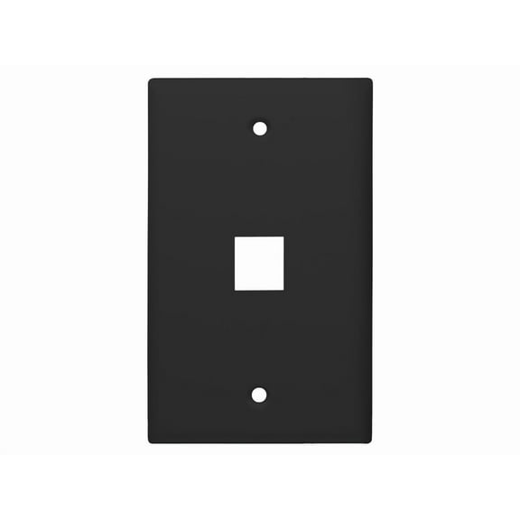 Monoprice Standard Size Keystone Plate 1 Port, Black, UL