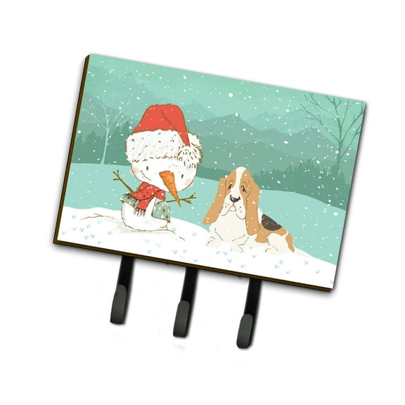 Basset Hound Snowman Christmas Leash or Key Holder