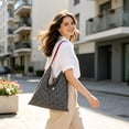 thumbnail image 4 of Women Trendy Polka Dot Single-Shoulder Bag, Large Capacity Speckle Print Fabric Tote with Inner Zipper Pouch, Daily Commute Storage Bag for Students and Travel, 15.74x9.44x0.39 Inches, 4 of 6