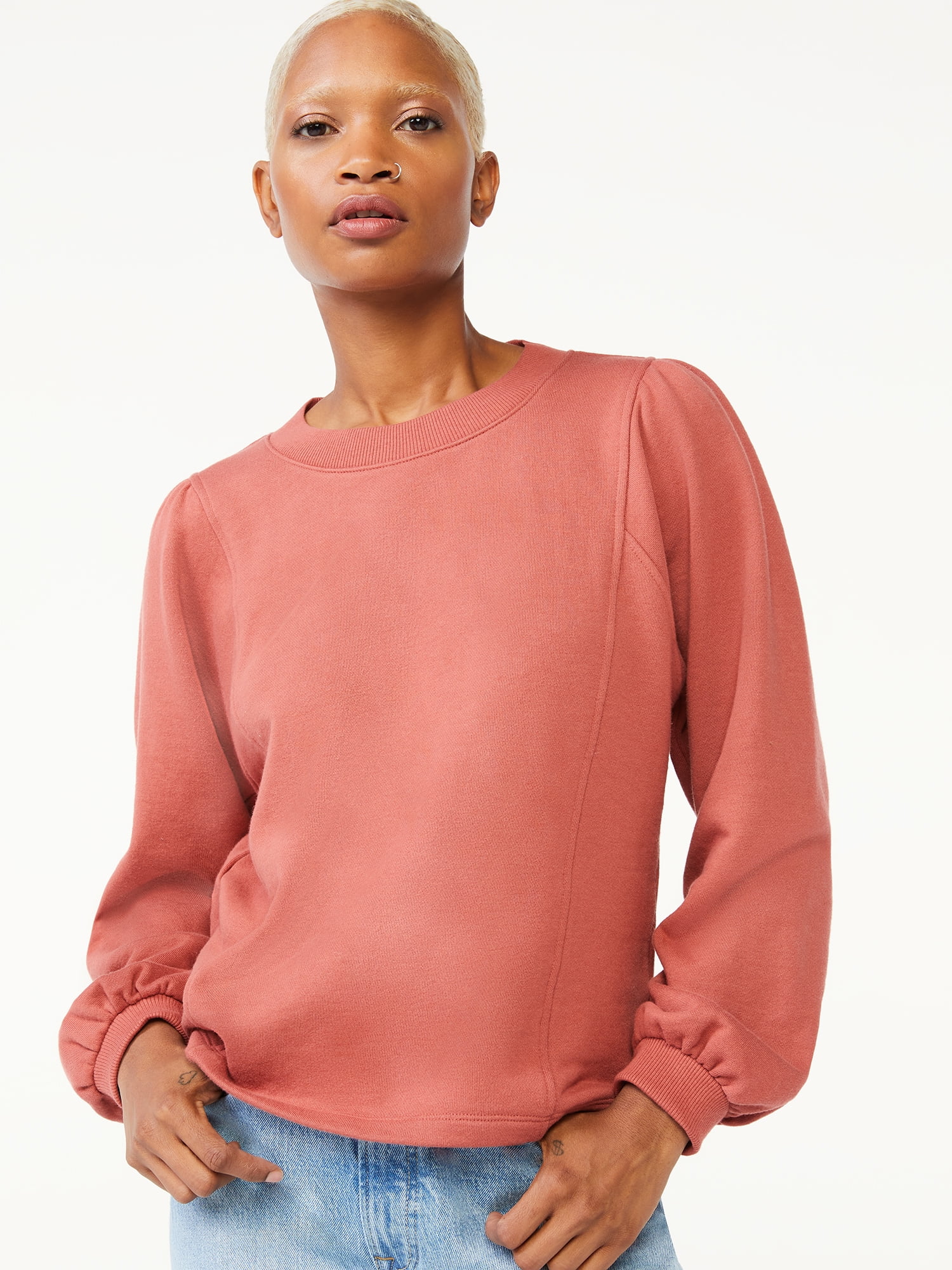 Pleat Shoulder Sweatshirt - Walmart 