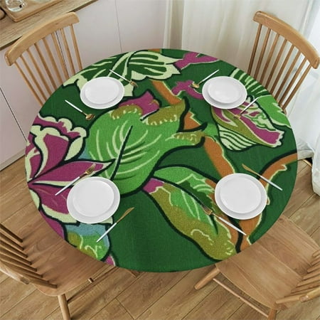 

Sheronv Flower Pattern Green Floral Round Table Cover Stain Resistant Washable Indoor Outdoor Tablecloth Kitchen Dining Wedding Parties Picnic Farmhouse 100% Polyester Fiber 54-58