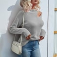 thumbnail image 4 of VSSSJ Womens Mock Neck Hollow Out Knitwear Pullover Sweaters Casual Solid Color Fall Winter Long Sleeve Loose Fit Sweater Tops Gray S, 4 of 8